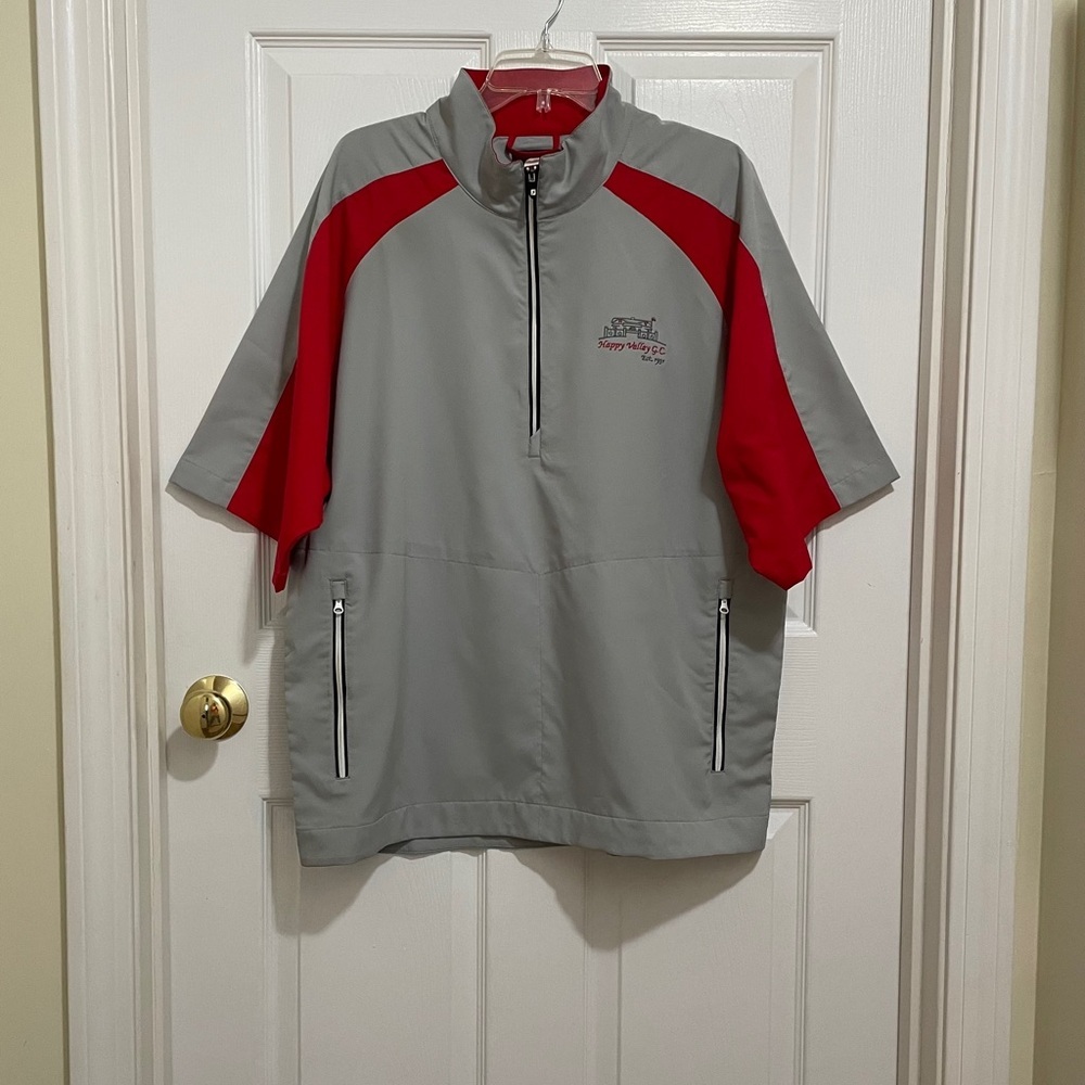 Men’s Gray and Red Half-Zip Pullover